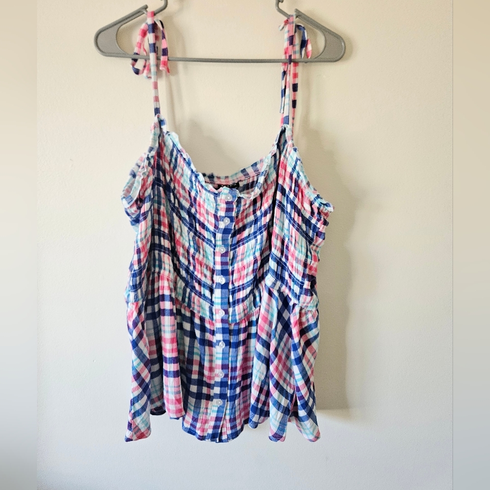 Torrid plaid tank with tie straps